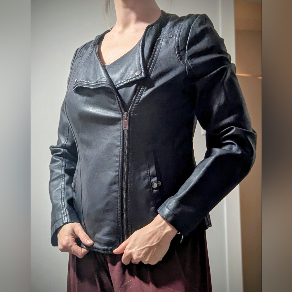 Faux Leather blue Jacket